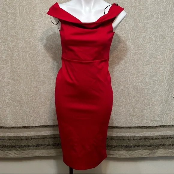 New Karlie Red Shoulder Dress Women Size Large - Picture 1 of 11